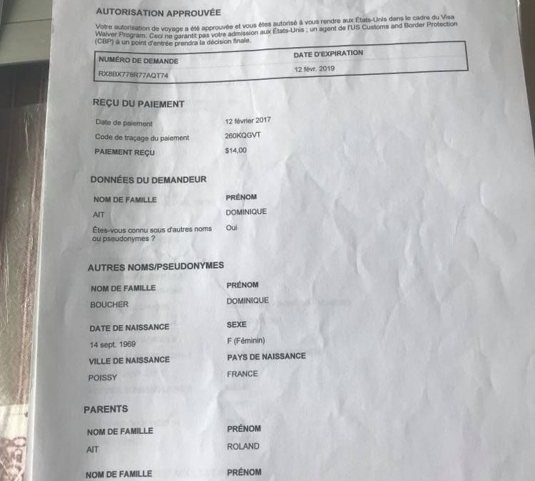 Demande ESTA pour les USA